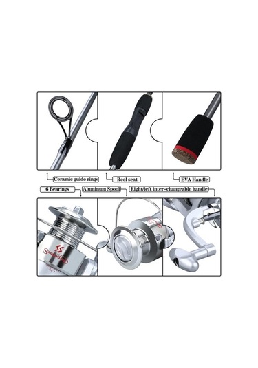 Didadodo Deniz Sazan Balıkçılığı Seti İçin İplik Balıkçılık Makarası & Karbon Fiber Çubuk Rod 1.7m & 2000 Rod1.7m&2000