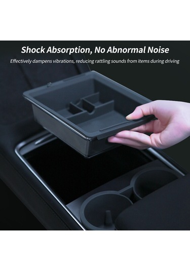 Yaozixa Tesla Model 3/y İçin Silikon Ve As Malzeme Kontrol Konsolu Organizatörü - Siyah Depolama Kutusu Seti
