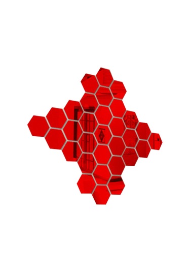 Xiyyadms Kırmızı Akrilik Yansıtıcı Duvar Sticker, 4.6x4.6 Cm Altıgen Kare, Oturma Odası-koridor Dekorasyon, 12 Adet Set