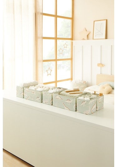 Ocean Home Textile 6'lı Çocuk Odası Dinozor Çekmece İçi Düzenleyici Kutu
