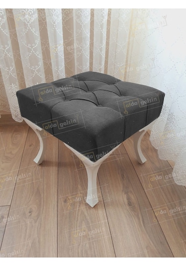 Kapitoneli Makyaj Pufu Ayak Ucu Puf Beyaz Ayak 45 45 Mor