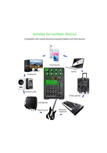 Profesyonel O Mikser Telefon Ses Kartı O Mikrofon Harici Ses Kartı Bluetooth Şarj Edilebilir