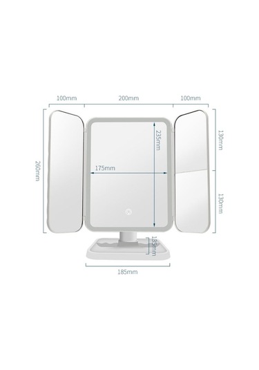 Ctbx Üç Katlı Kare Makyaj Aynası