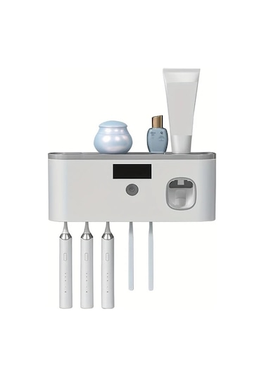 Oldfriend Gri Şarj Edilebilir Diş Fırçası Askısı, Kompakt Duş Depolama, Beyaz Gri