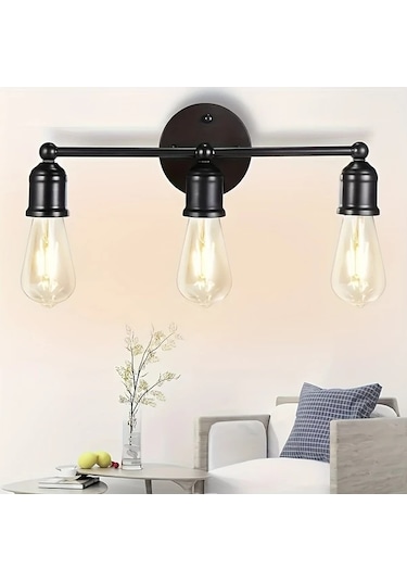 Xuweiwei 1 Adet Modern Vintage Endüstriyel Siyah Duvar Sconce Basit Gomulu Metal Alet E26 E27 Ampul Uygun Oturma Odasi Yatak Odasi Makyaj Masasi Otel Kafe Dekoru Ahşap