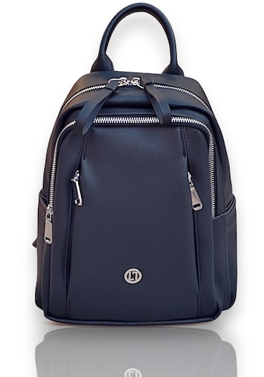 Çantachım Kadın Deri Sırt Çantası Çok Gözlü Siyah