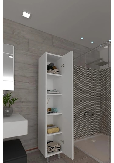 Makbulce Mimoza 5 Raflı Çok Amaçlı Banyo Dolabı Beyaz
