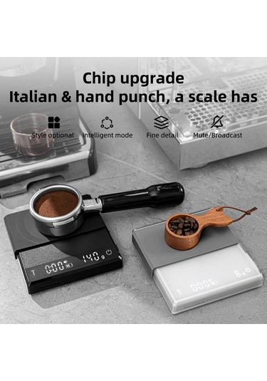 Zamanlayıcılı Mini Kahve Terazisi, 2kg/0,1g Doğru 3 Siyah Diğer
