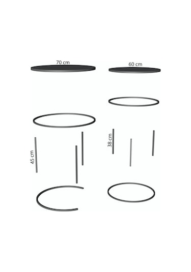 Orta Sehpa Ve Zigon Sehpa Set İkili Lüx C Zigon Beyaz