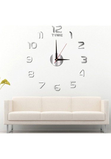 Monyee Akrilik Gecesi Parlayan Sessiz Duvar Saati - Modern Dekoratif Dıy Takımyıldız Desenli 40cm Gümüş Renk Çok Renkli