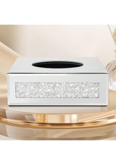 Homyl Mendil Kutusu Kapağı Oturma Odası Dekoru Vanity Tezgahı Gümüş