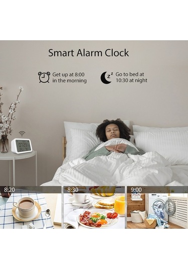 Pazly Akıllı Wifi Alarmlı Saat - Sıcaklık, Nem, Işık Ölçer Ve Uzaktan Kontrol
