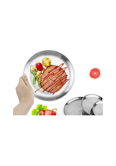 Homyl Paslanmaz Çelik Yuvarlak Tabak Bulaşık Kamp Piknik 17cm Gümüş