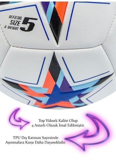 Şampiyonlar Ligi Futbol Topu Pompa Ve Tekmelikli 3'lü Set Sert Z Mor