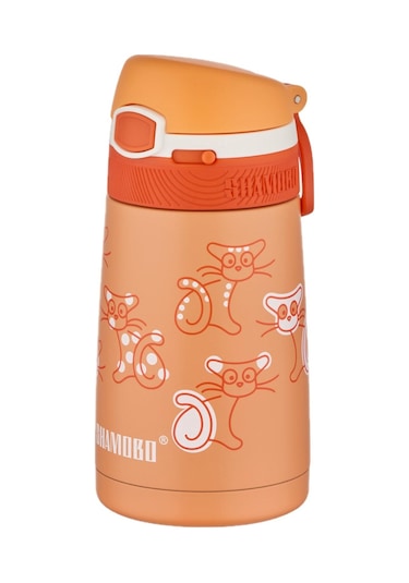 Shamobo 2li Set Pipetli Çelik Termos 350ml -6 Saat Isı Yalıtımı- Turuncu-Mor