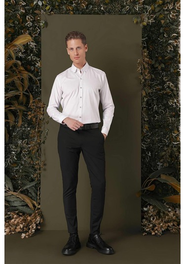Efor Gk 711 Slim Fit Taş Klasik Gömlek Taş