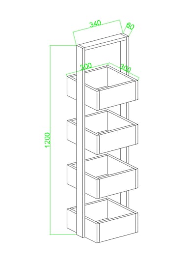 Multi 4 Katlı Mutfak Sepeti, Çok Amaçlı Mutfak Rafı, 4 Raflı, Antrasit, 120 Cm Antrasit