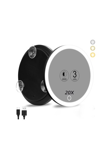 Aurora Hafif Zoom 360 Derece Dönen Braket Makyaj Aynası İle 6 İnçşarj Led Takviyebaşı Beyaz