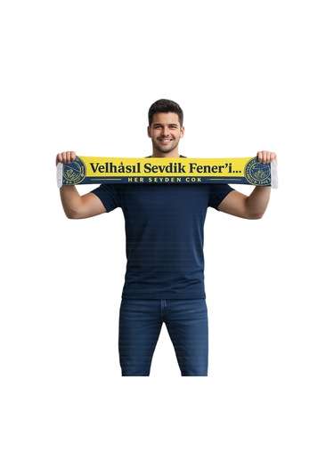 Fenerium Unısex Velhasıl Sevdik Feneri Şal Lazer Kutu Sarı - Lacivert
