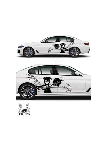 120X50cm-Samuray Kız Yan Kapı Oto Sticker, Samurai Girl