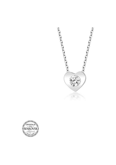 Swarovski Taşlı Gümüş Kalp Kadın Kolye (551180665)