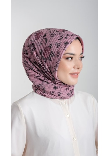 Gül Kurusu Pratik Hazır Geçmeli Tesettür Eşarp Kesik Elyaf Pilise (553629990) Gülkurusu