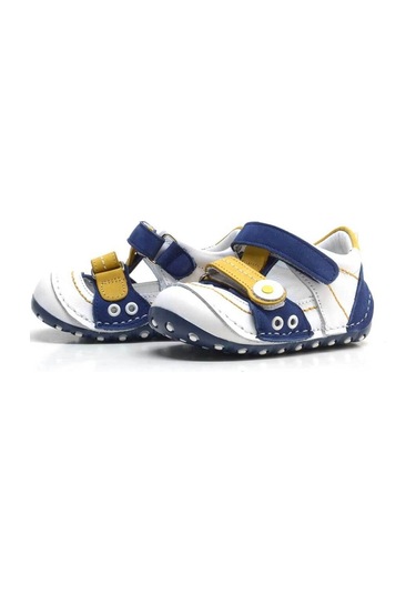 Hapshoe Hakiki Deri Sarı Lacivert Cırtlı Yazlık Ilk Adım Taraftar Ayakkab Sarı - Lacivert