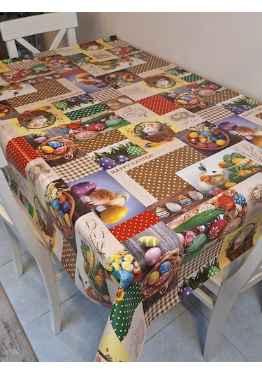 Yeni Yıl Desenli Elyaflı Pvc Masa Örtüsü Silinebilir Ve Su Geçirmez Muşamba Dkrm28b Çok Renkli