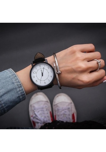 Siyah 1 Adet Moda Kol Saati Kadın Izle Bayanlar Kuvars Saatı Kadın Saat Kadın Saat Büyük Kadran Çok Renkli