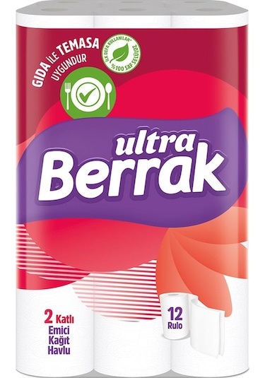 Berrak Çift Katlı Ultra Kağıt Havlu 12'li 4 Paket