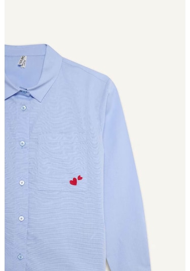 Defacto Oversize Geniş Kalıp Oxford Mavi Kız Çocuk Gömlek F2274a8/be213 Mavi