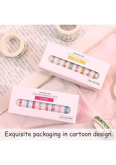 Lemestar 10 Rulo Renkli Washi Bant Seti - Dıy Günlük, Planlayıcı Ve Hediye Paketleme İçin Şık Dekorasyon