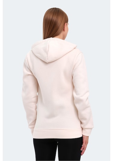 Slazenger Katya 2 Li Set Kadın Fermuarlı Kapüşonlu Cepli Sweatshırt Ekru - Yeşil