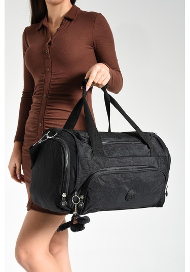 Unisex Kabin Boy Çapraz Askılı Omuz Çantası Seyehat Spor Çantası Hafif Klinkır Kumaş 40 25 Cm Siyah