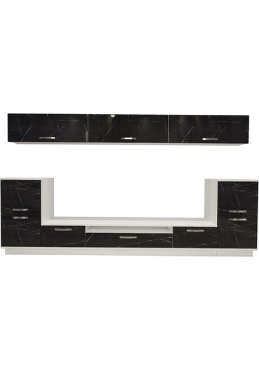 Decoraktiv Trendstyle 9 Mdf Tv Ünitesi Tv Sehpası Beyaz - Siyah Mermer