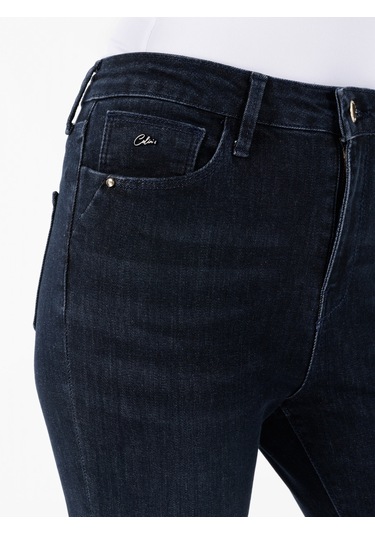 Colins Cl1067175 Slim Fit Yüksek Bel Dar Paça Kadın Pantolon Koyu Mavi