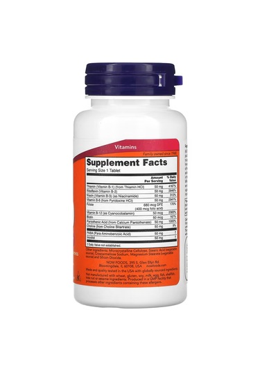 Now Foods B-50 Choline İnositol Paba Nervous System Health 100 Tablet