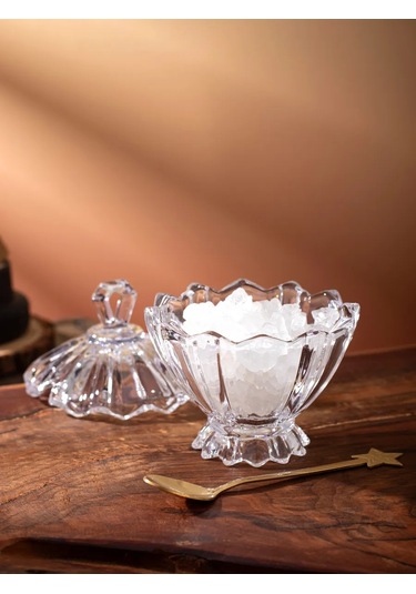 Aura Of Bohemia Ev Ve Mutfak İçin Cam Kapaklı Ve Kaşıklı Şekerlik 142920683 Beyaz