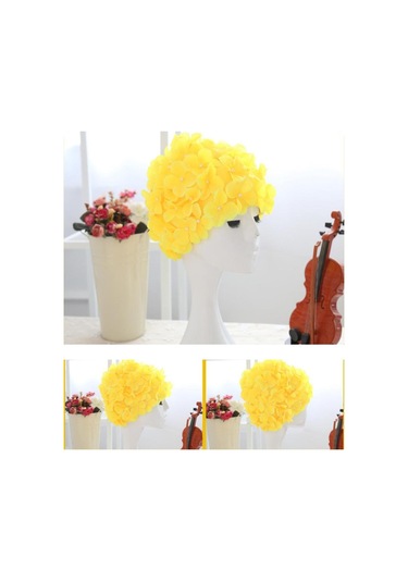 Suntek Çiçekli Yüzme Şapkası Tüm Seviyeleri İçin Sarı