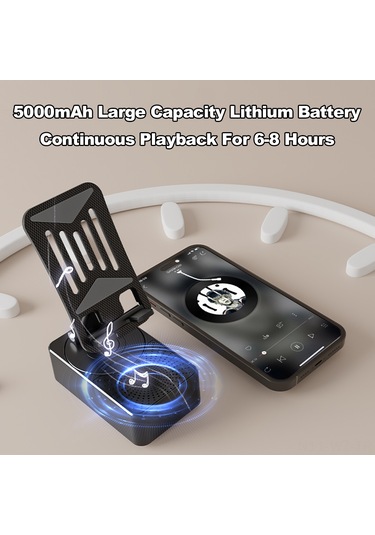 Wezone 3'ü 1 Arada Kablosuz Hoparlörlü Telefon Standı Ve Şarj Cihazı - 5000mah Katlanabilir & Dönebilir