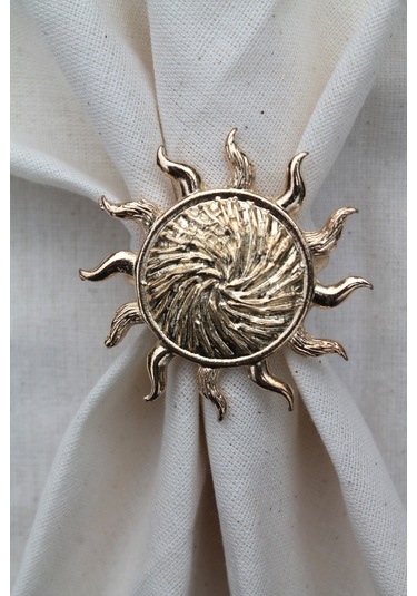 6 Adet Gold Güneş Metal Peçete Halkası - Napkin Ring M1