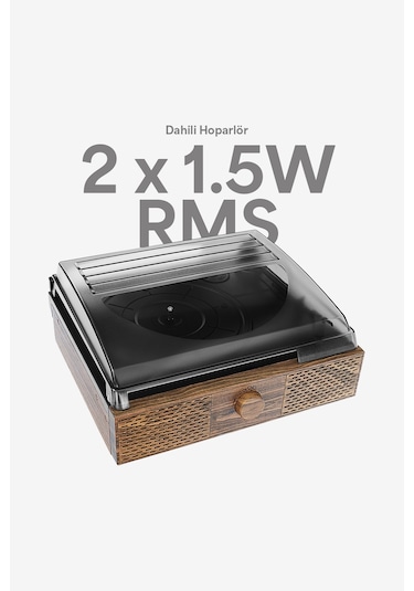Doob Audio Db-9191 Rustik Dahili Hoparlörlü Bluetoothlu Ahşap Pikap