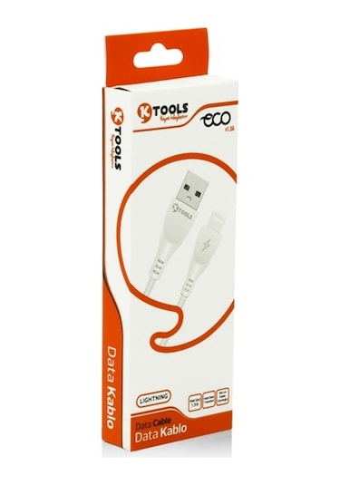 Ktools Eco 2A 1 Metre Beyaz Lıghtnıng Data Kablo