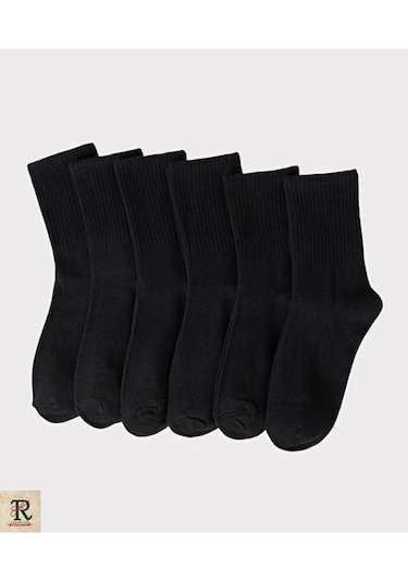 Trampler 6'Lı Düz Tenis Kolej Çorap Unisex Çorap Siyah