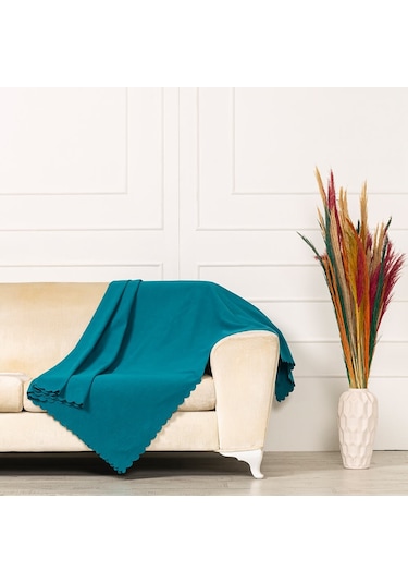 PetrolDokuma Kadife Şönil Düz Kumaş Çift Taraflı Koltuk Şalı Örtü