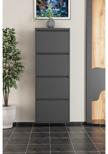 4 Kapaklı Metal Ayakkabılık Antrasit Antrasit