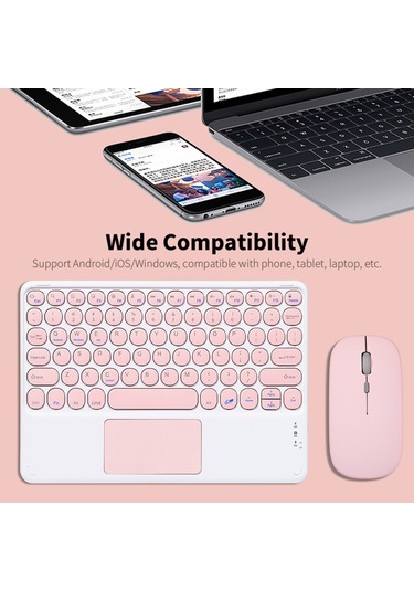 Springsun Bt Klavye Mouse Combo Bt3.0 Kablosuz Şarj Edilebilir Klavye Ergonomik Mouse Seti İnce Tasarım Android İos Windows Uyumlu  Yeşil Desteği