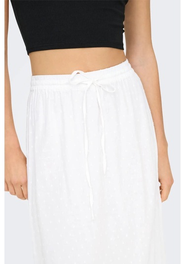 Only Kadın Onlmıley Beli Lastikli Ve Bağcıklı %100 Pamuk Maxi Etek 15350029 Ekru Ekru