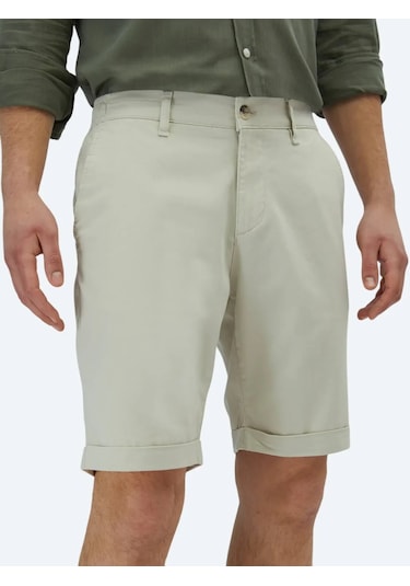 Kip Taş Düz Dokuma Slim Fit Casual Pamuk Karışımlı Bermuda Taş