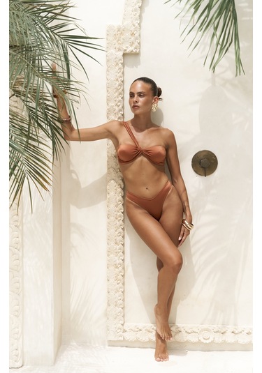 Mai Collection Mai Studios Co. Balisya Tek Omuz Asimetrik Kiremit Bikini Üstü Kiremit